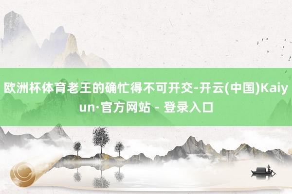 欧洲杯体育老王的确忙得不可开交-开云(中国)Kaiyun·官方网站 - 登录入口