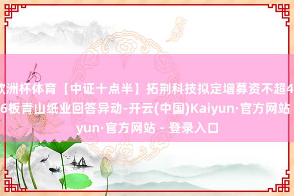 欧洲杯体育【中证十点半】拓荆科技拟定增募资不超46亿元；9天6板青山纸业回答异动-开云(中国)Kaiyun·官方网站 - 登录入口